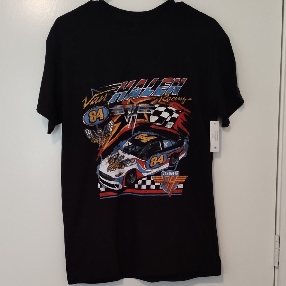 Dynamic Black Racing Tee with Short Sleeves